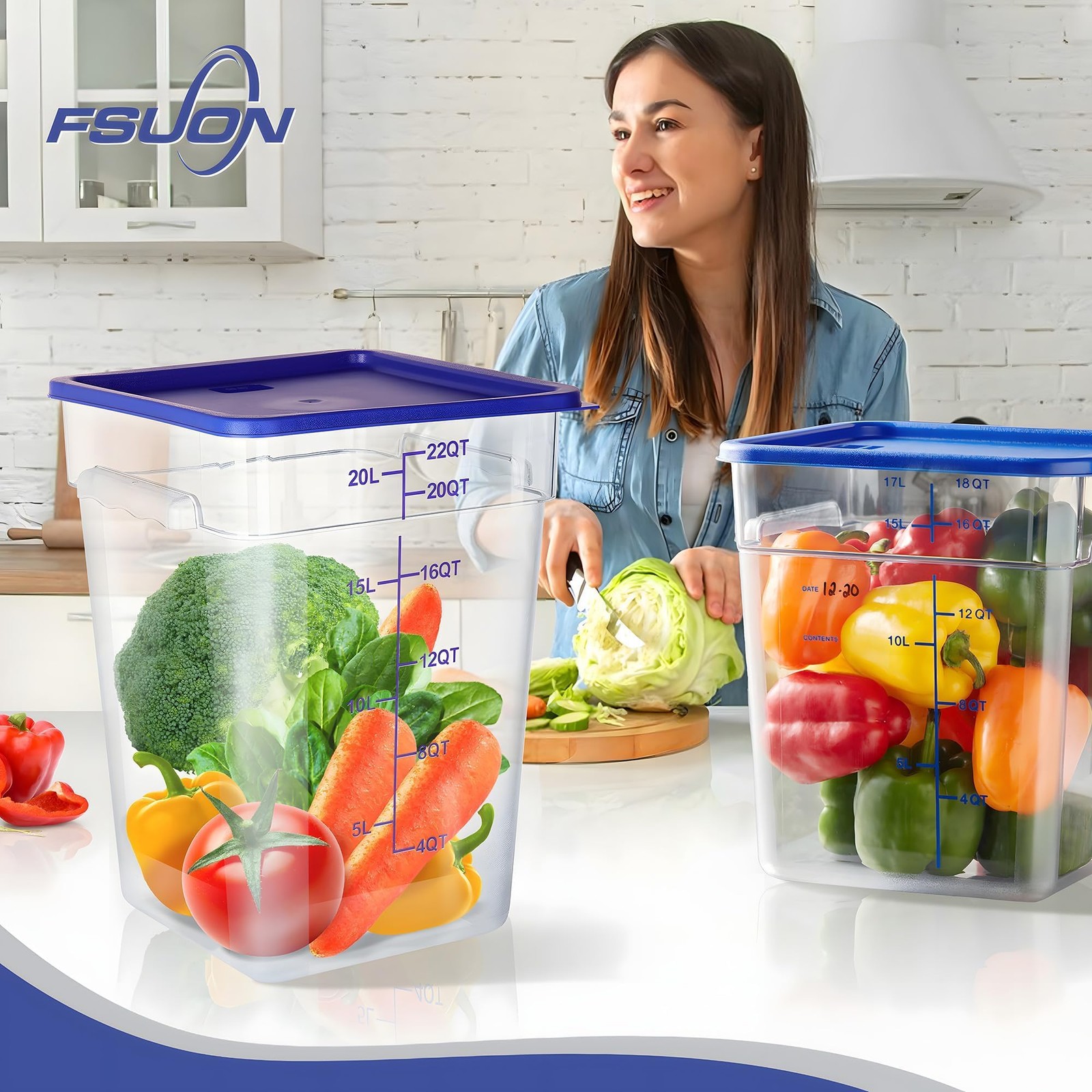 4 Pack Clear Food Storage Containers with Lids and Handles Polycarbonate Squa…