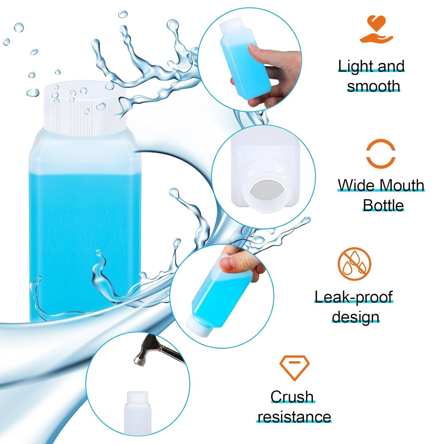 /100ml Leak Proof Plastic Bottles with Caps for Liquids 3.4oz Translucent