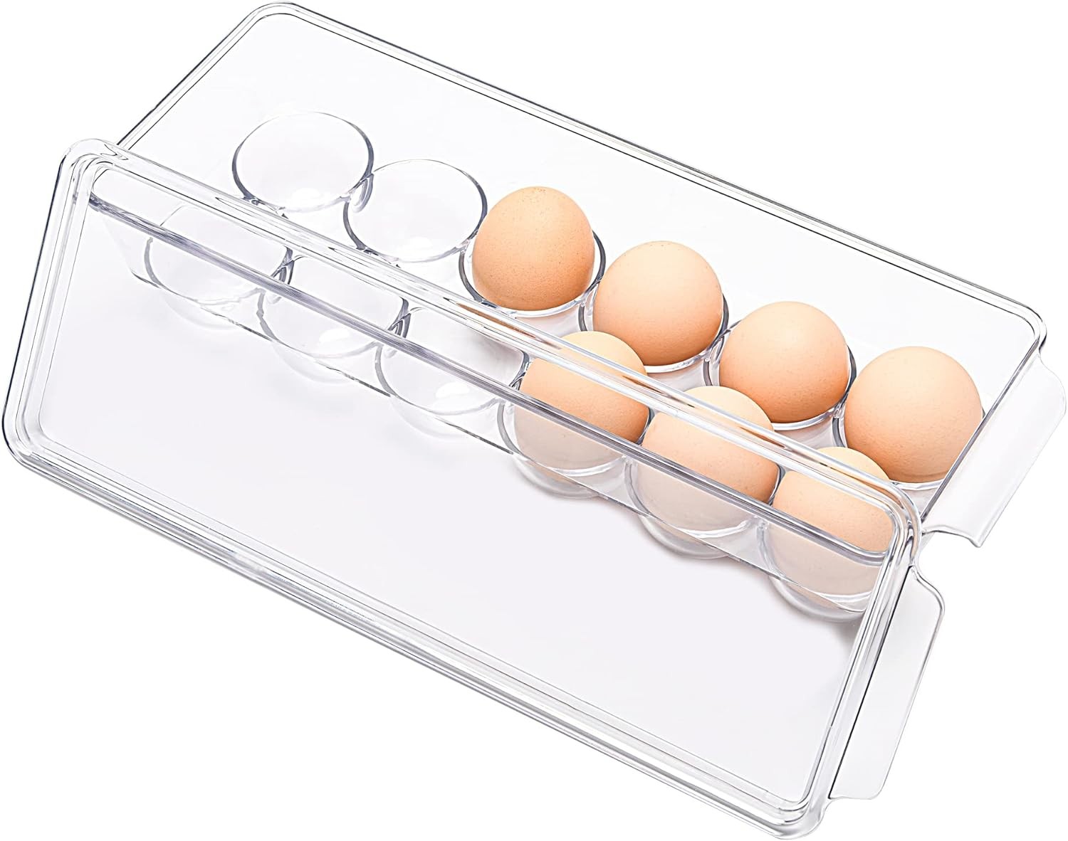 12 Eggs Holder for Refrigerator, Clear Egg Container for Fridge, Kitchen