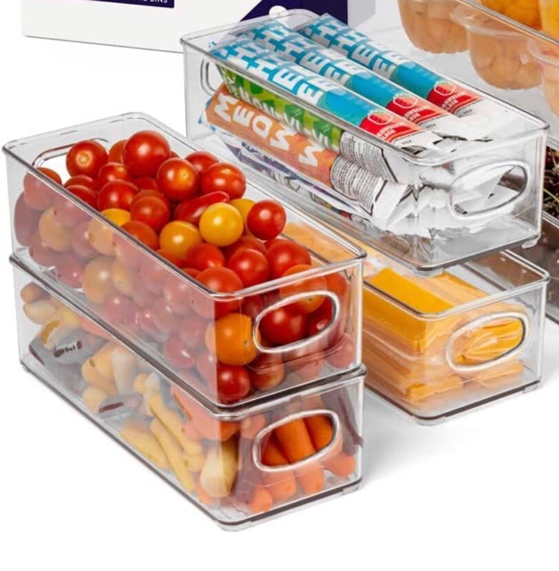 Case Qty 32 Storage Bins Clear Plastic Organizer Container Holders with Handles