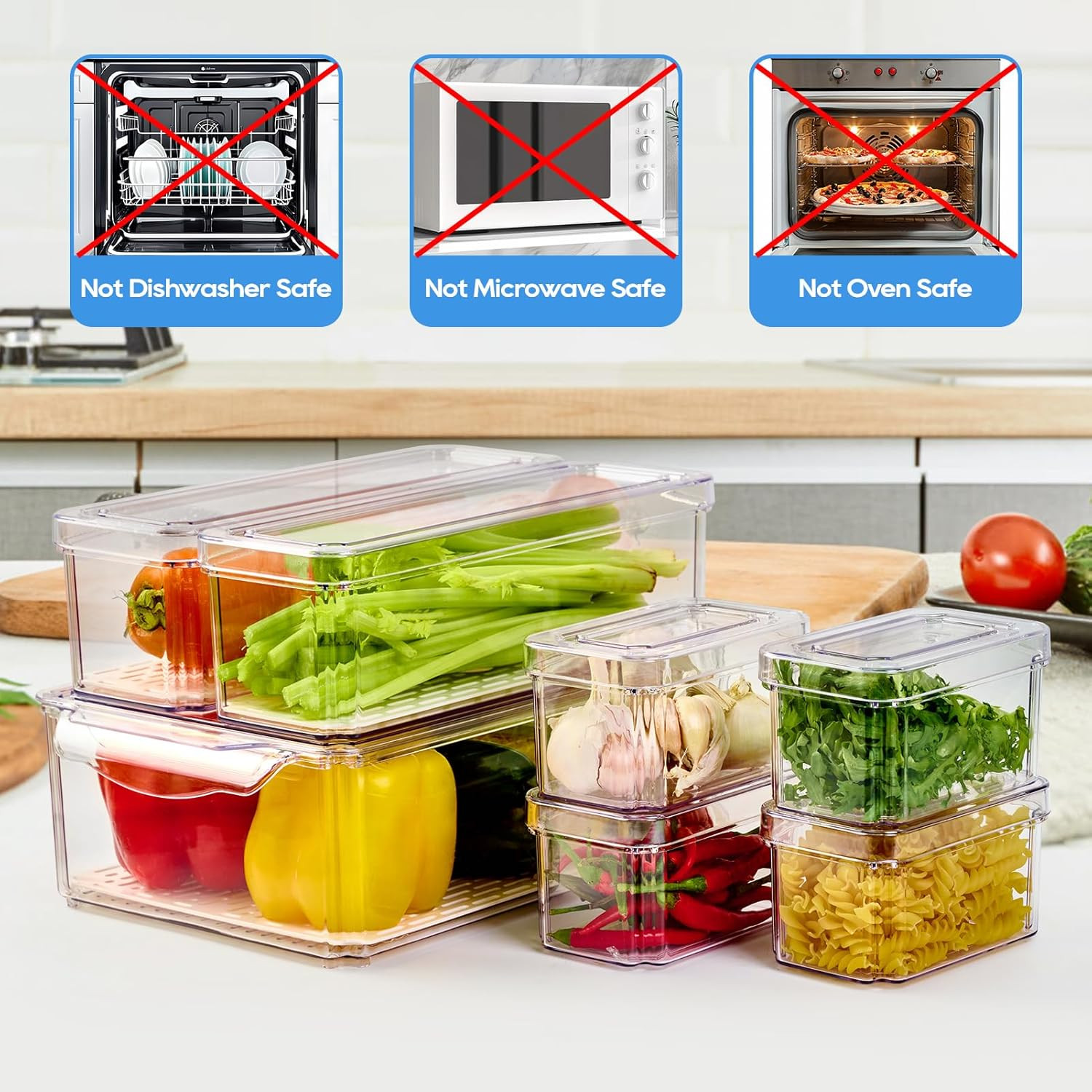 Jollypack 14 Pack Fridge Organizers, Refrigerator Organizer Bins with Lids, BPA