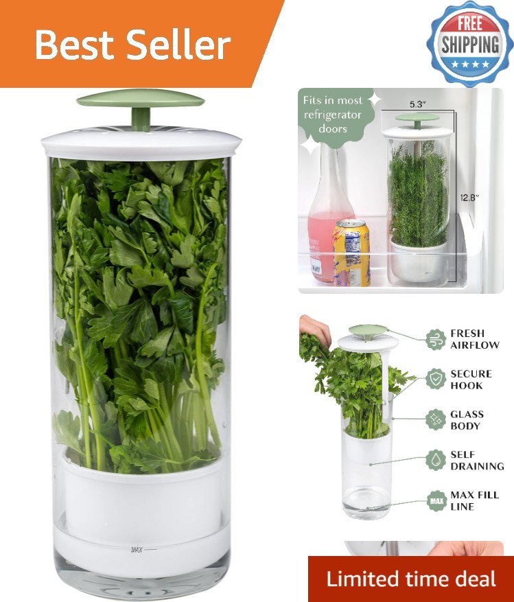 Stylish Herb Preserver with Breather Lid – Perfect for Kitchen Freshness