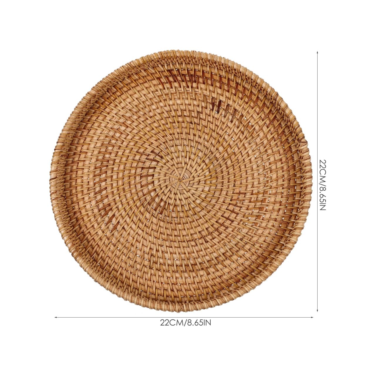 Round Rattan Tray | 8.7″ Woven Wicker Serving Basket for Bread Fruit & Snacks…