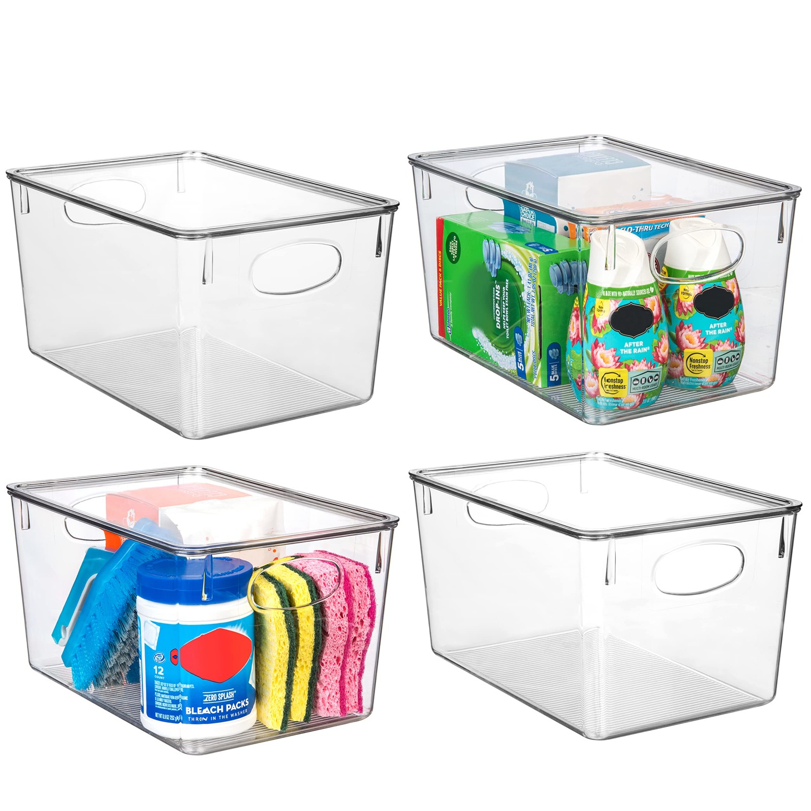 CLEARSPACE Plastic Storage Bins With lids – Perfect 11″L x 7.5″W x 6″H, Trans