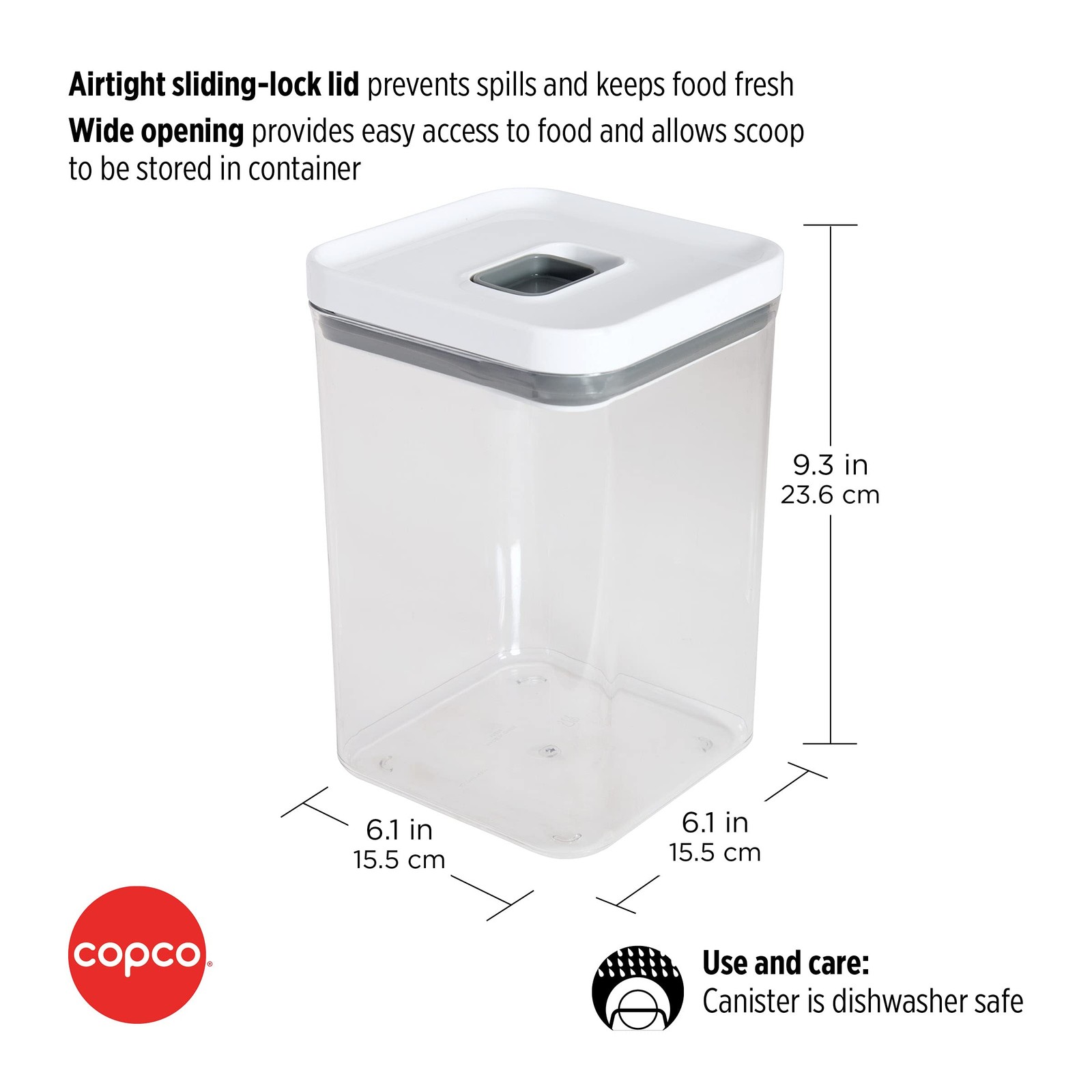 Food and Organization Storage Container with Airtight Lid, 4.43-Quart, Clear
