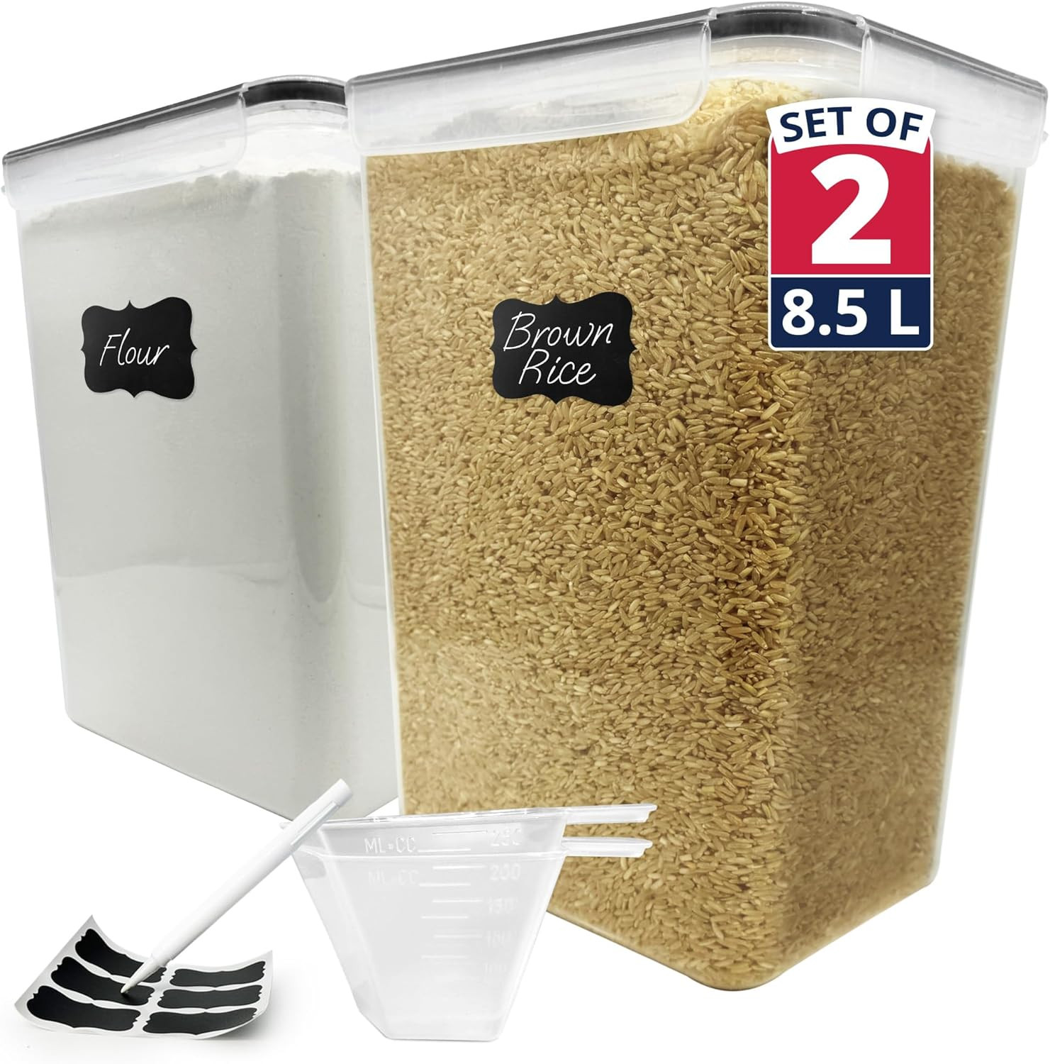 8.5L Airtight Food Storage Containers with Lids (2 Sets) | Kitchen Organizers an