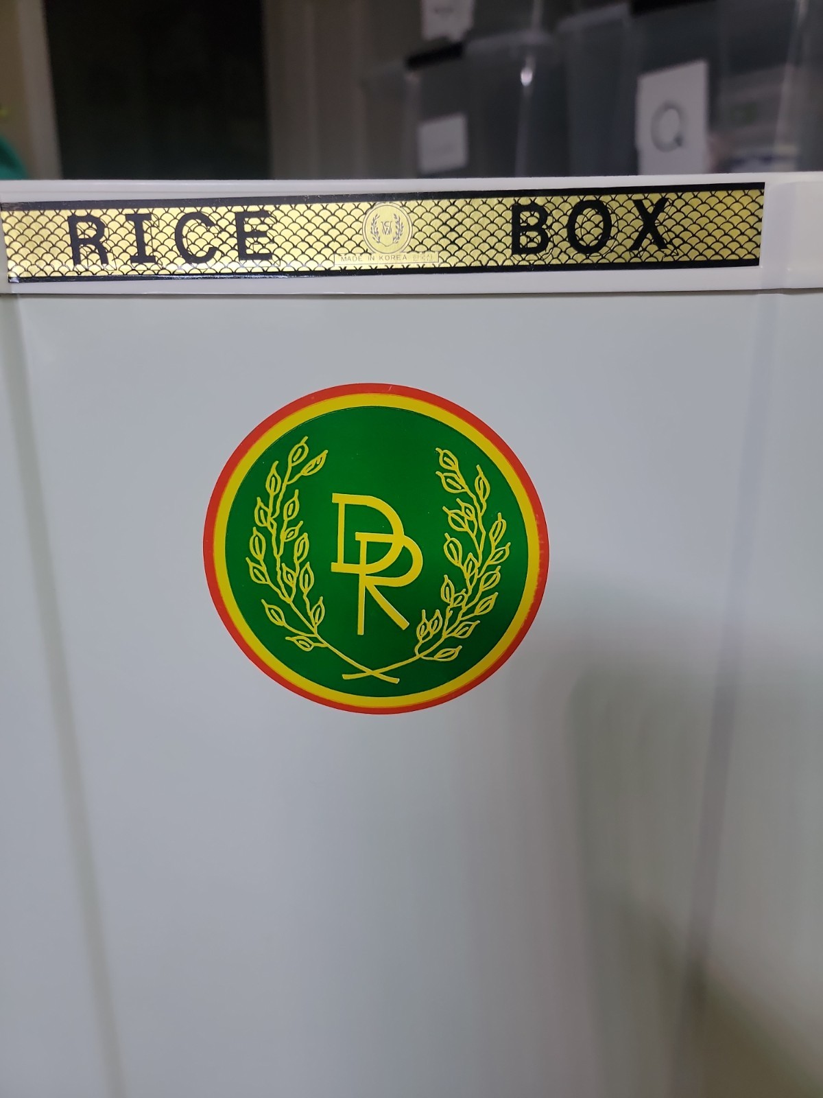 Vintage Korean Rice Box Dispenser Storage Bin DR Logo Made in Korea Kitchen 40kg