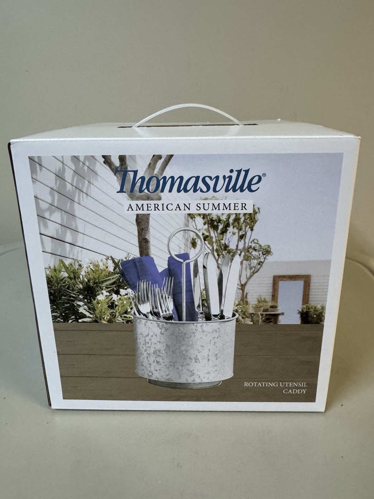 Thomasville American Summer Rotating Utensil Caddy Galvanized Metal New!