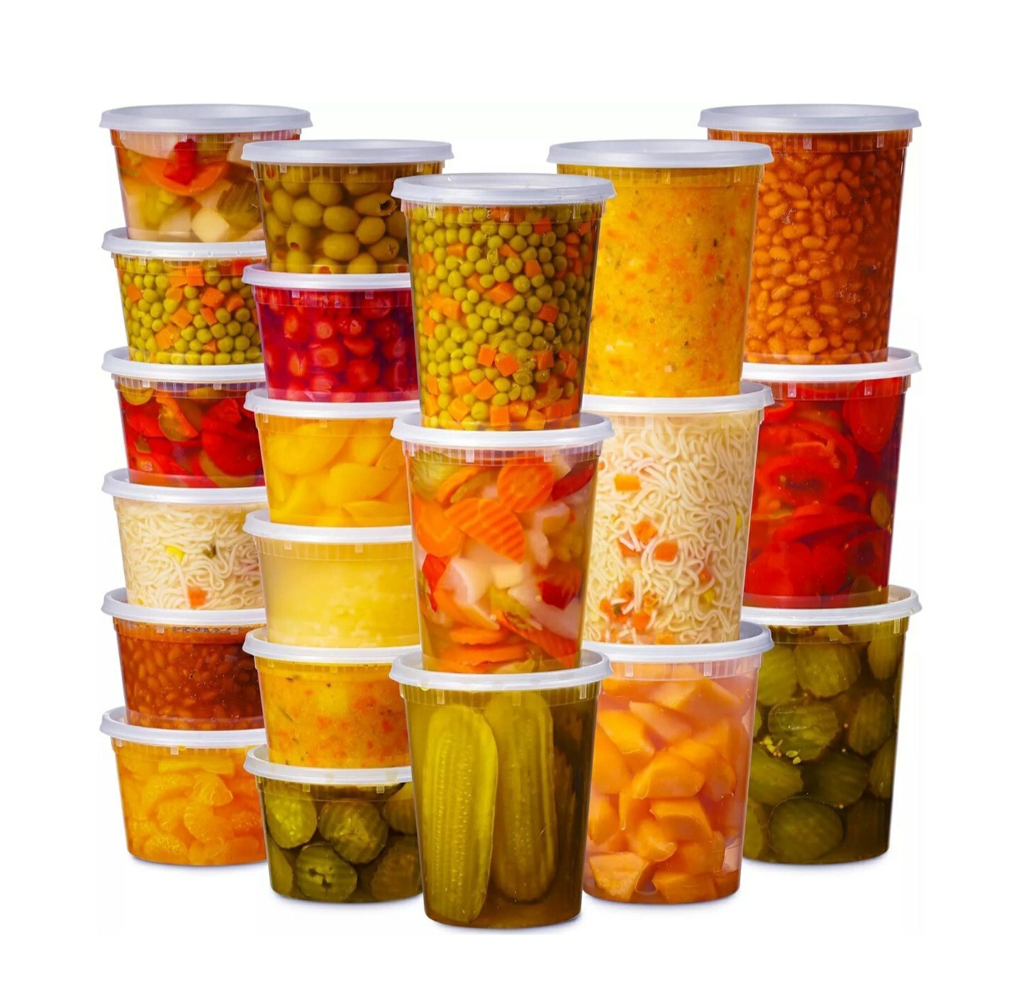 48 Pack Plastic Deli Containers with Lids (16, 32 oz 24 Each) – Food Storage
