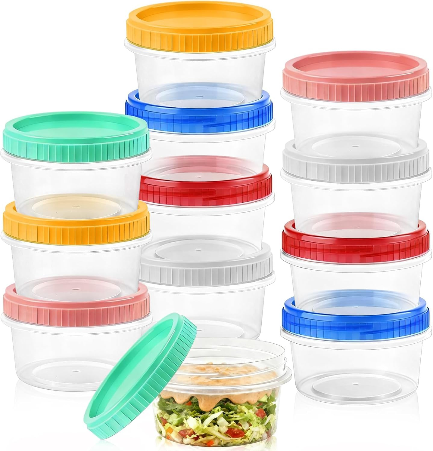 12 Pack Freezer Containers with Screw on Lids, 10Oz Stackable Reusable Food