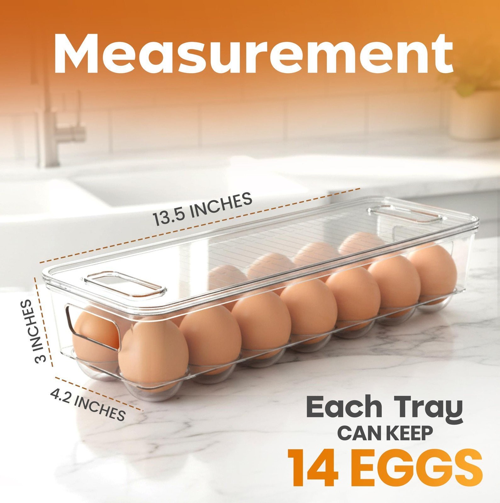 Utopia Home Egg Container With Lid and Handle for Refrigerator – Pack of 1 -…