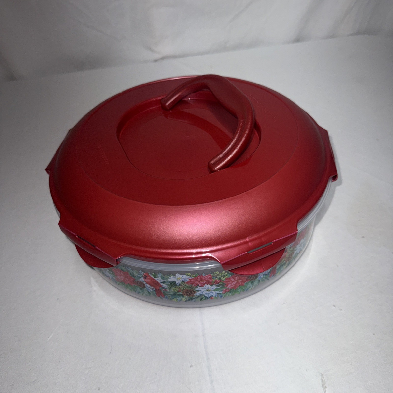 LocknLock Pie Carrier Special Edition Printed Storage w Handle K85507 Cardinal