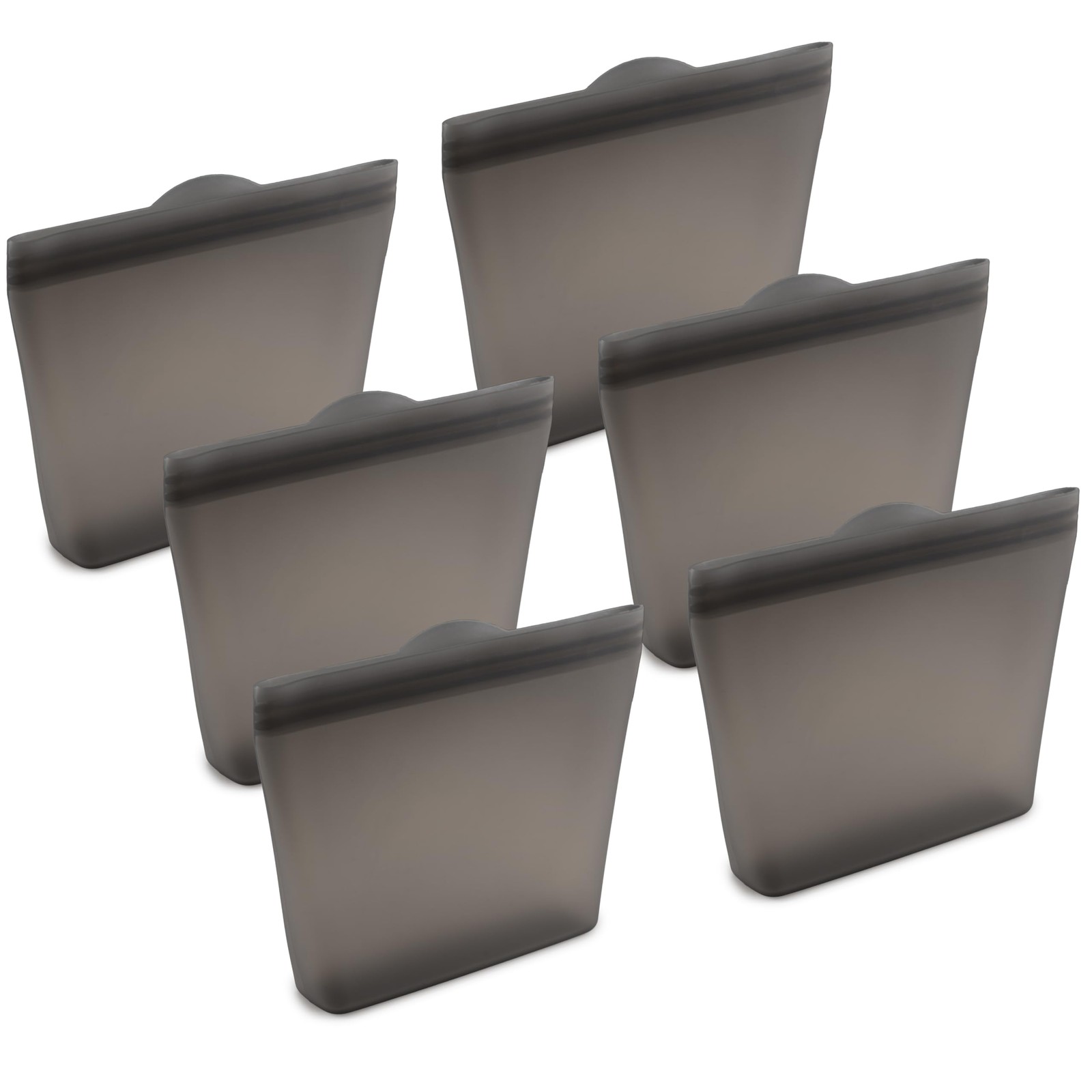 Home Logic Reusable Sandwich Bags Set of 6 Alloy Grey Silicone Freezer Bags,…