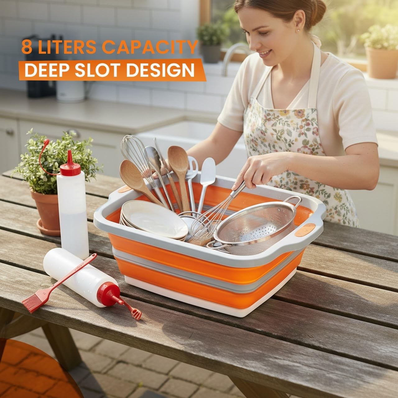 Collapsible BBQ Prep Tub, (8L) Large Meat Prep Tub, Marinating Food Container…