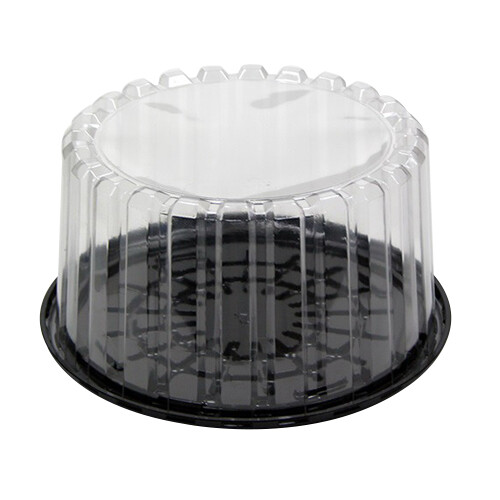 Pactiv Showcake 8″ Cake Container Plastic Round Black/Clear 5″ Height | 100/Case
