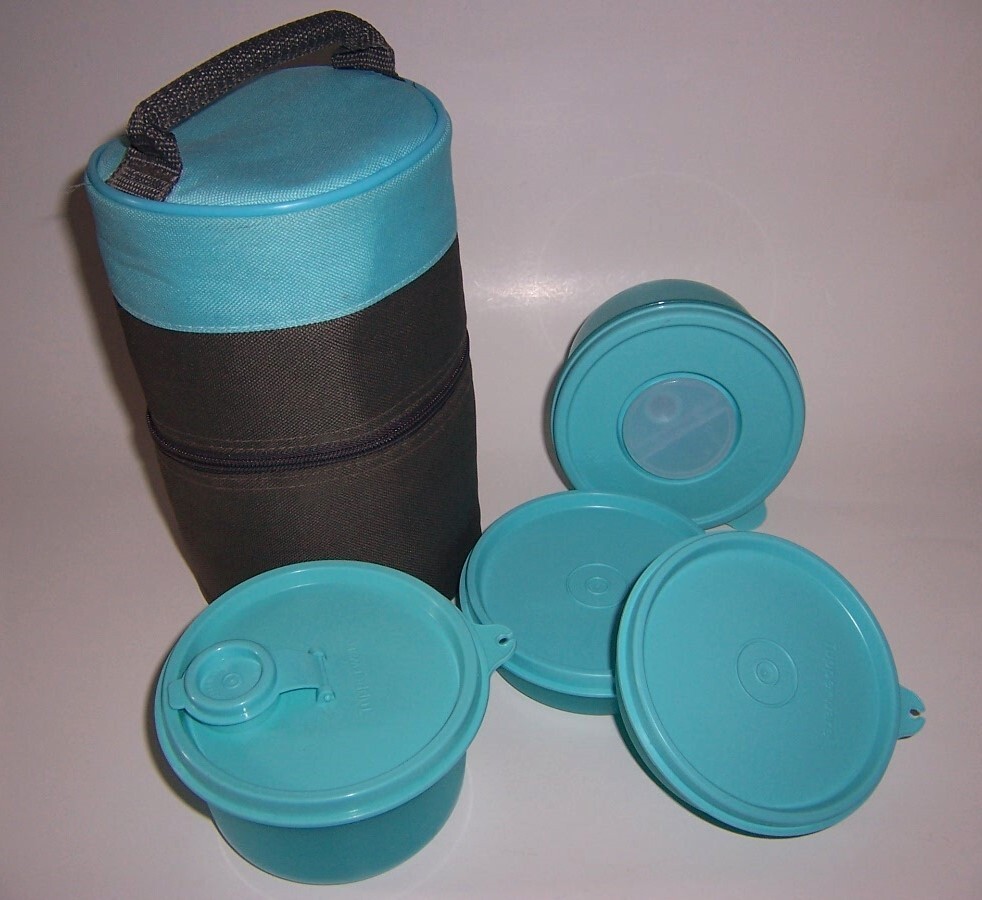 Tupperware Meal Solutions To Go Set Insulated Bag With 4 Microwave Safe Bowls