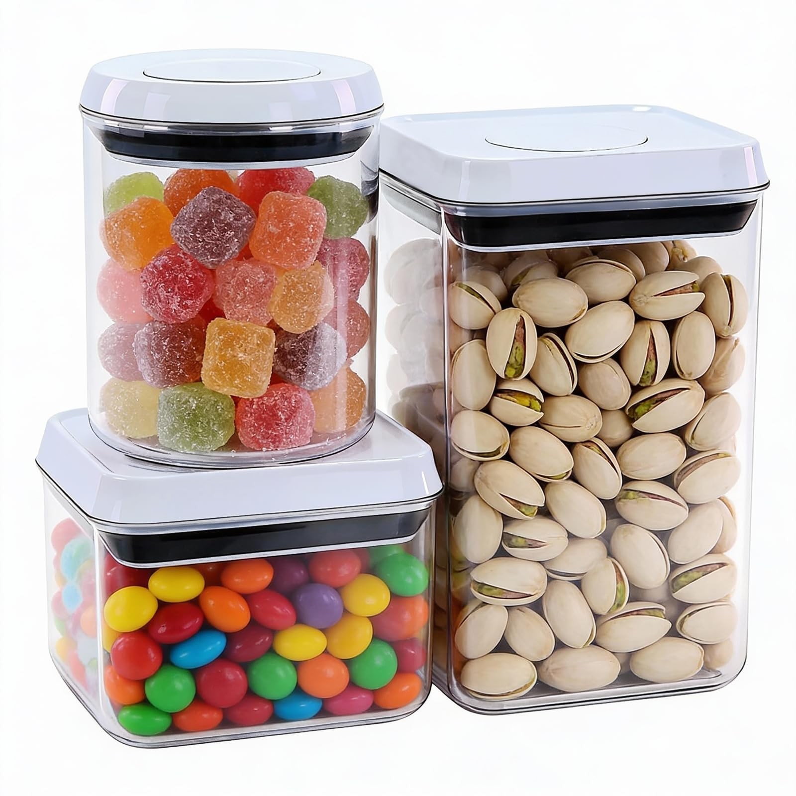 Pop Airtight Food Storage Containers with Lids, Push Button Seal BPA-Free for…