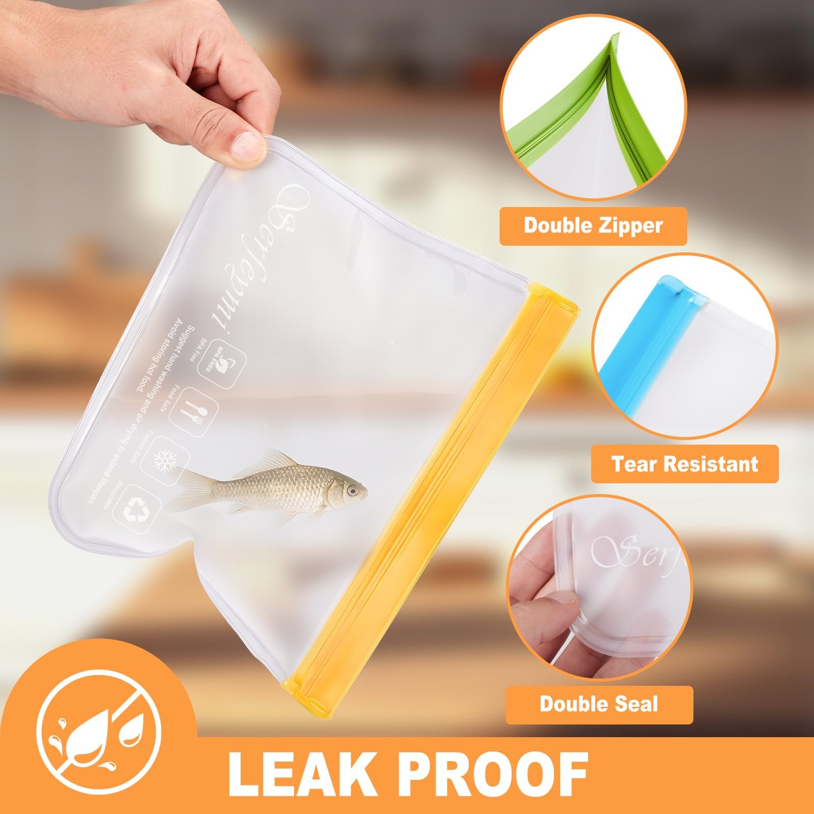 10 Pack Reusable Gallon Freezer Bags Dishwasher Safe, Extra Thick Reusable Pl…