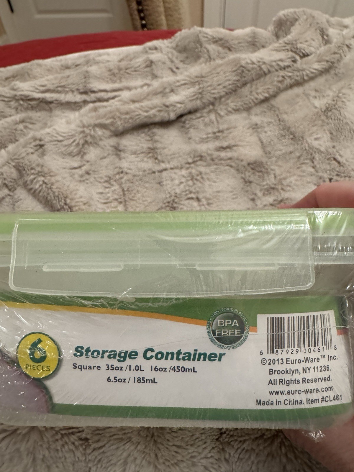 Click & Lock Containers Square Storage Set of 3 Clear/Green BPA Free, New Sealed