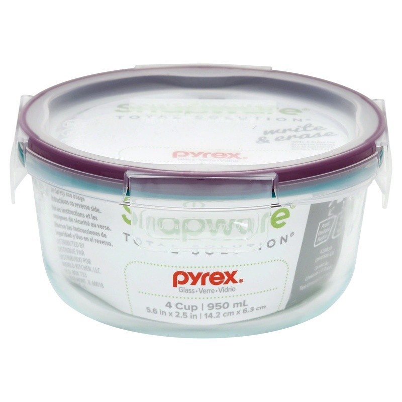 Airtight Glass Food Storage Container 4 Cup Microwave Oven Safe Stackable New