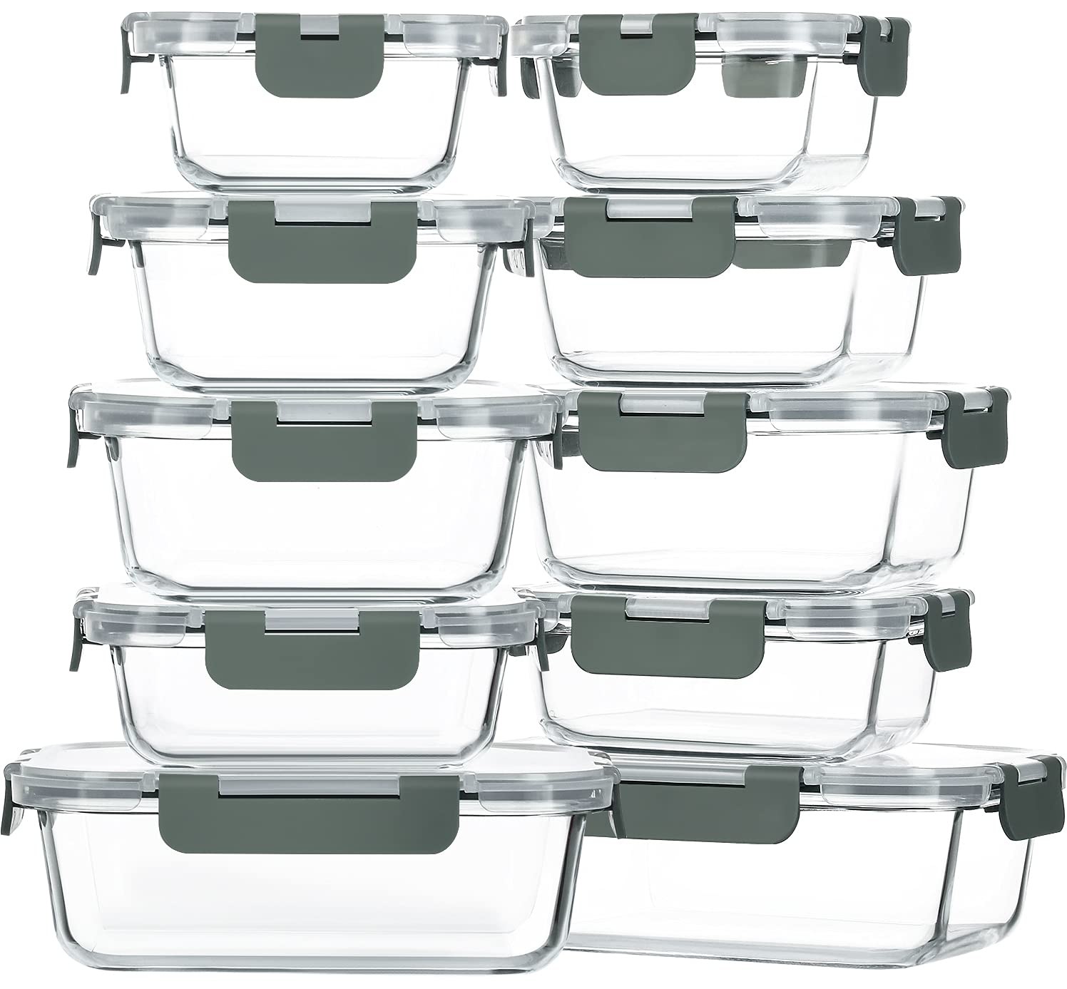 M MCIRCO 10Pack Glass Food Storage Container with Lids, Airtight Lunch Bento …
