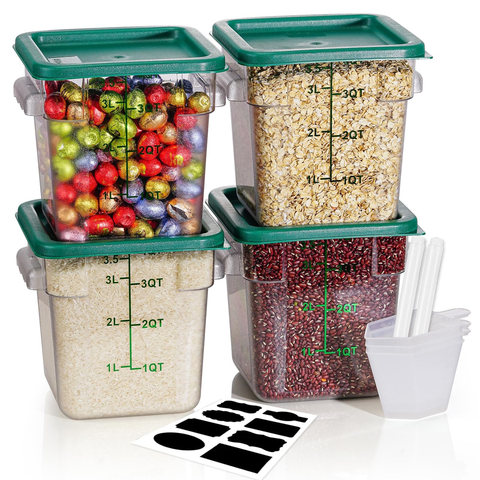 4QT NSF Food Storage Containers: 8 PCS [Food Grade][Hot&Cold Resistant] Comme…