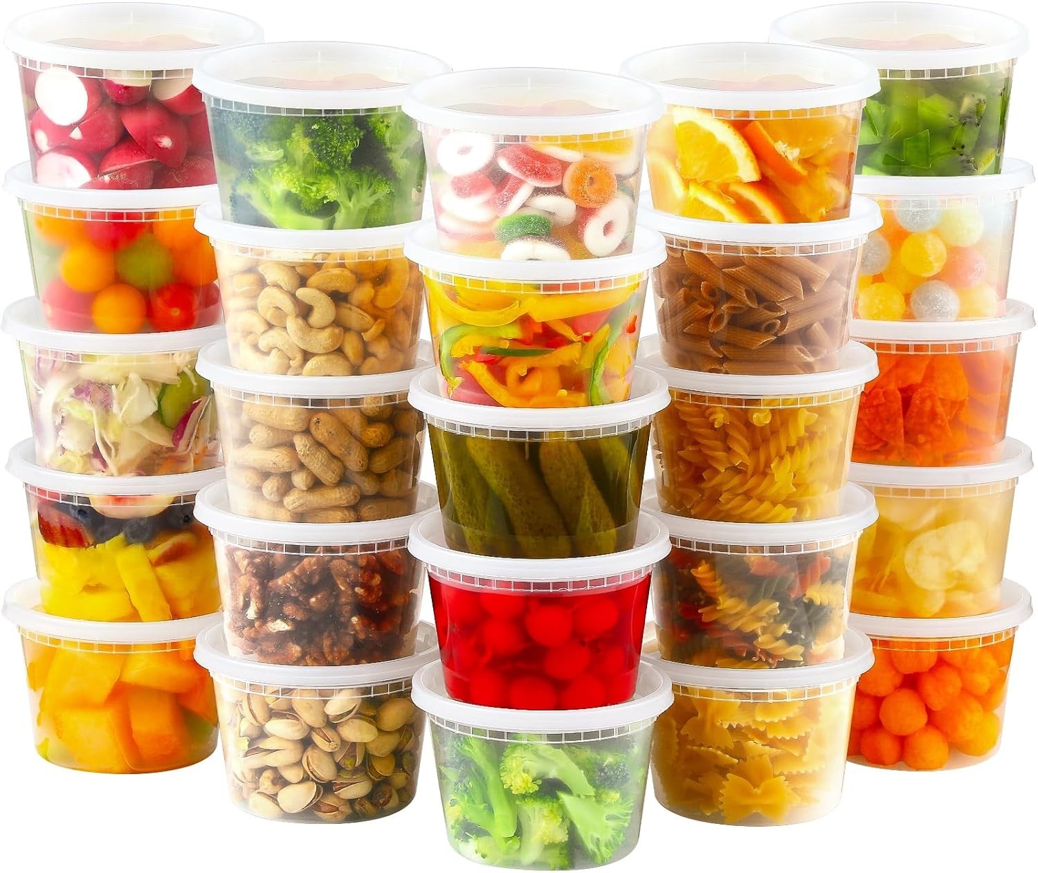 32 Sets 16 oz Plastic Deli Food Containers W/ Lids Airtight Food Storage