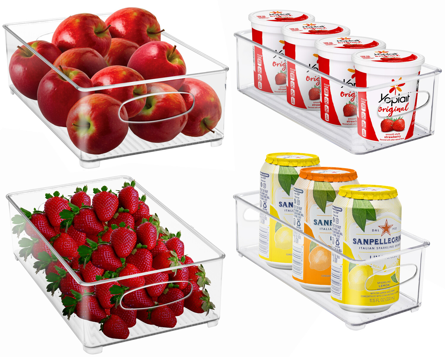 Pantry & Kitchen Fridge Clear Plastic Organizer Storage Bin Containers (4-Pack)