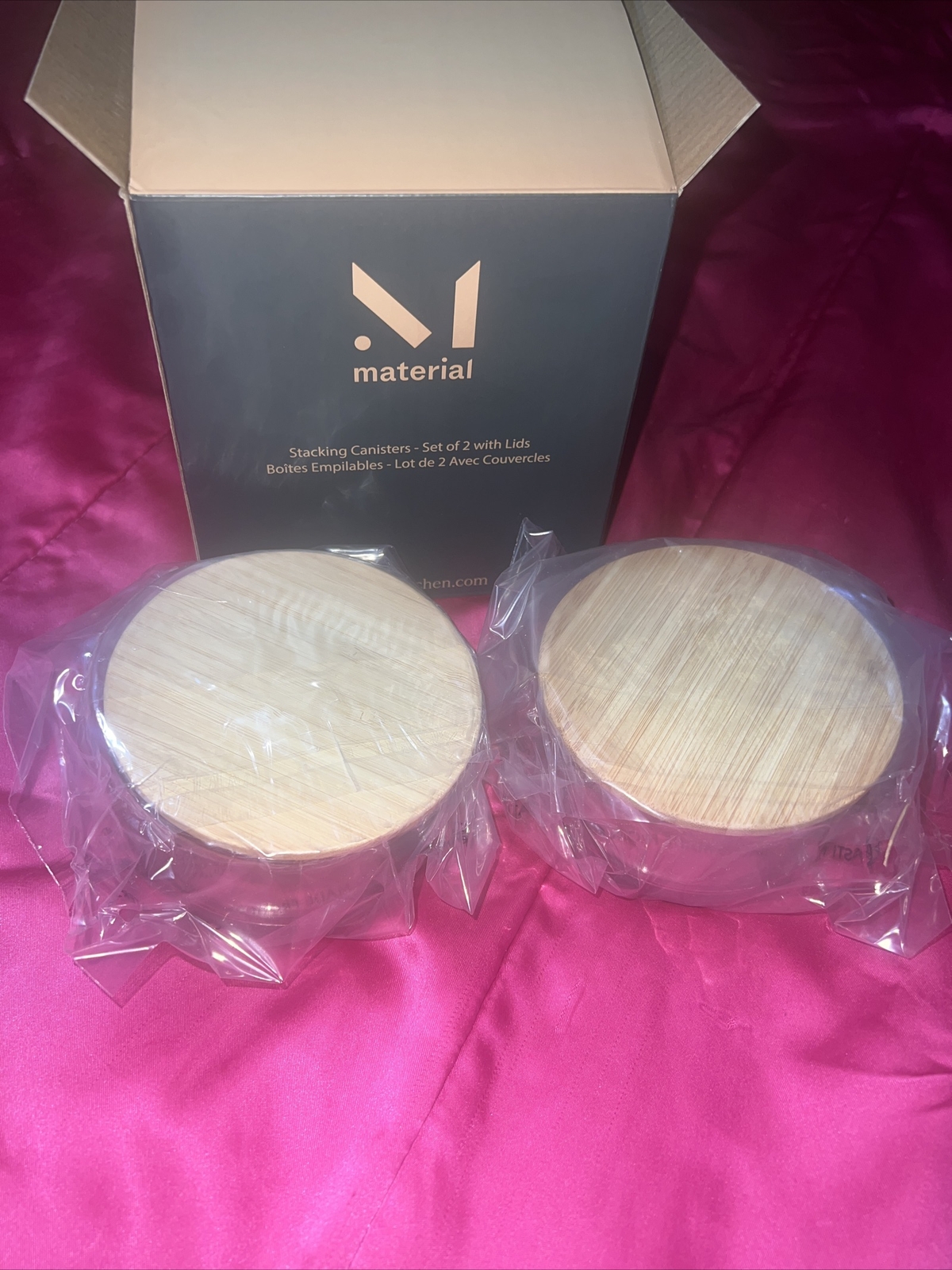 Material Kitchen Stacking Canisters Set Glass/bamboo Silicone