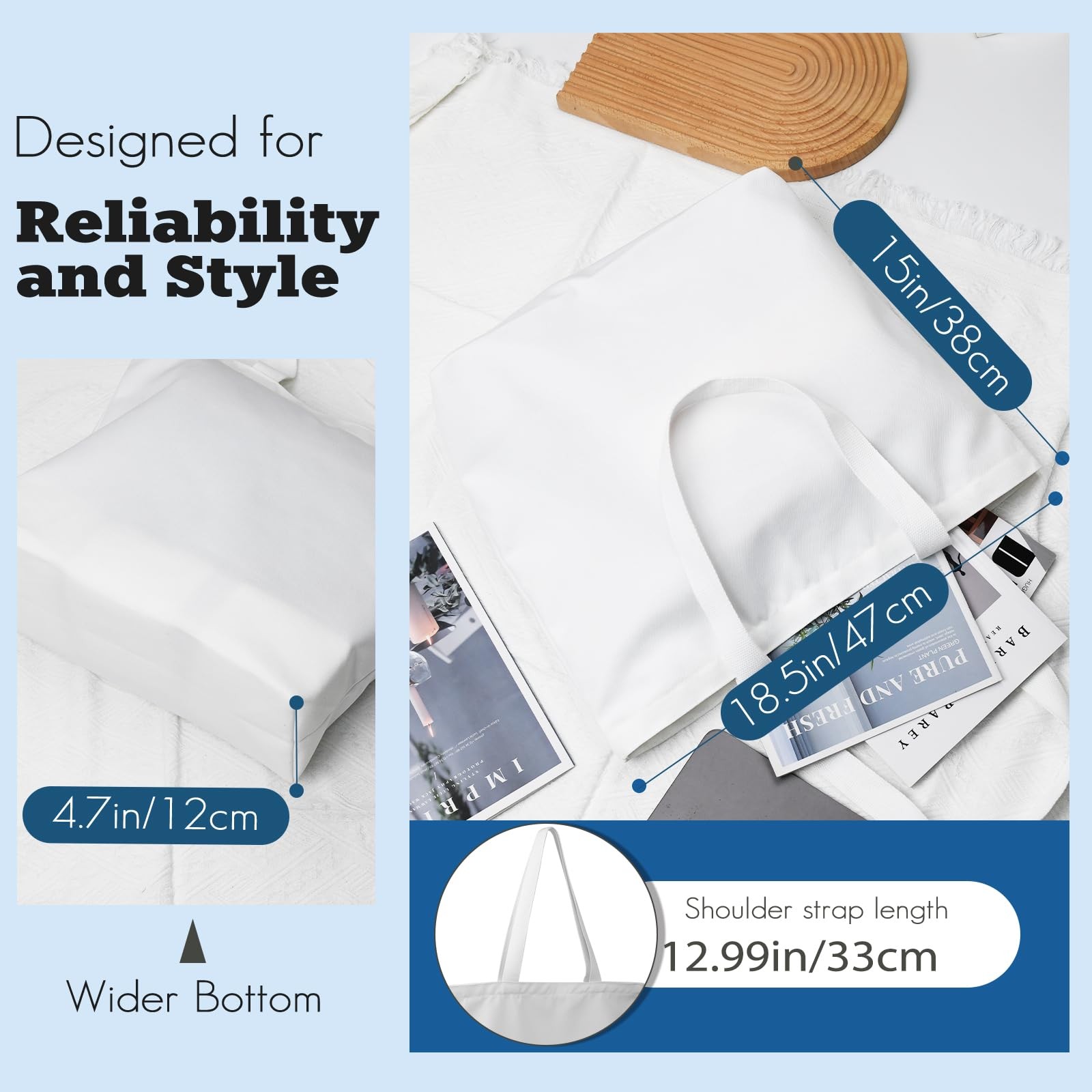 Westar 5 Pack Sublimation Tote Bags Zipper 12Oz Heavy Duty 100 Polyester Blank