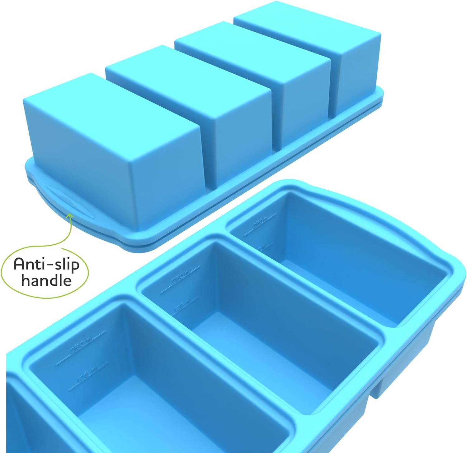 Silicone Freezer Trays with Lid,1-Cup Soup Freezer Container Large Ice Cube Mold