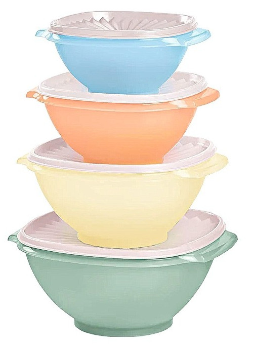 Tupperware Servalier Serving Bowls Set of 4 Dreamy Pastels NEW