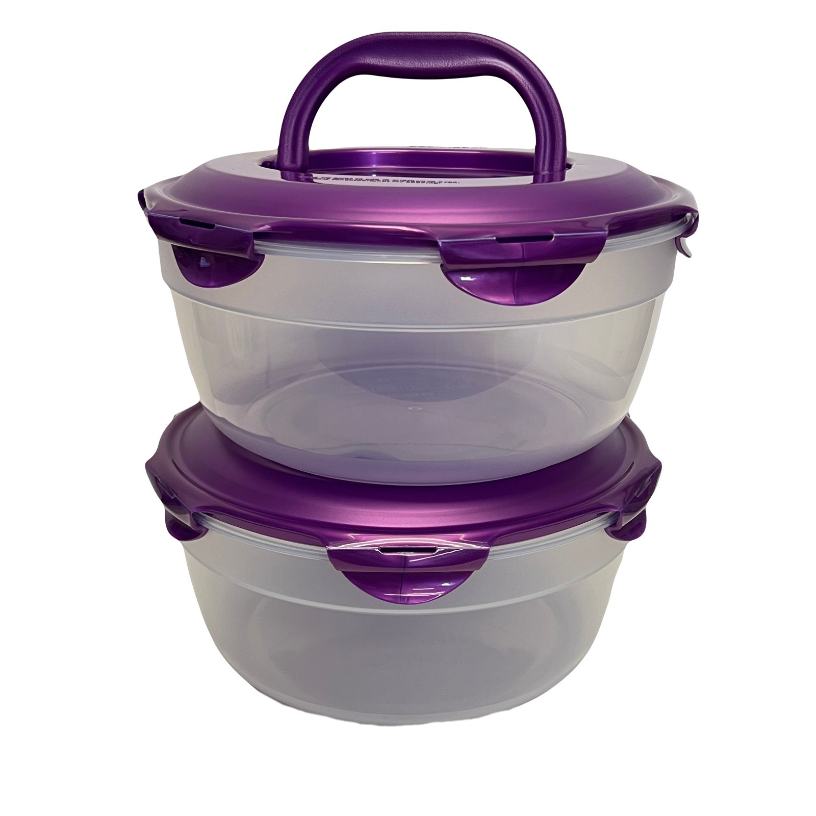 LocknLock 21-Cup Serve & Store Bowls w/ Handle Lids Set of 2 K85957 PURPLE