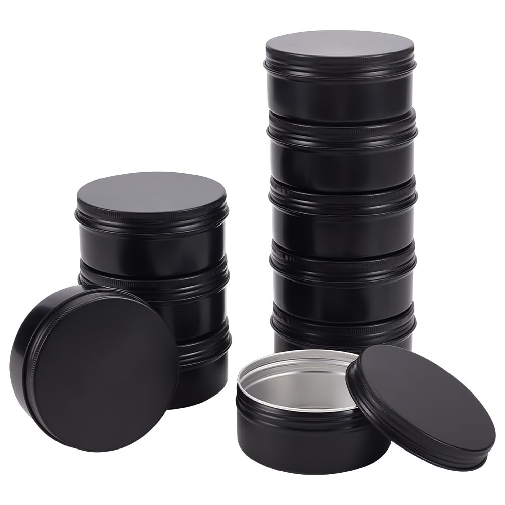 10PCS 5oz Round Tin Cans Screw Top Aluminum Tins for Lip Balm, Scrubs, Spices…