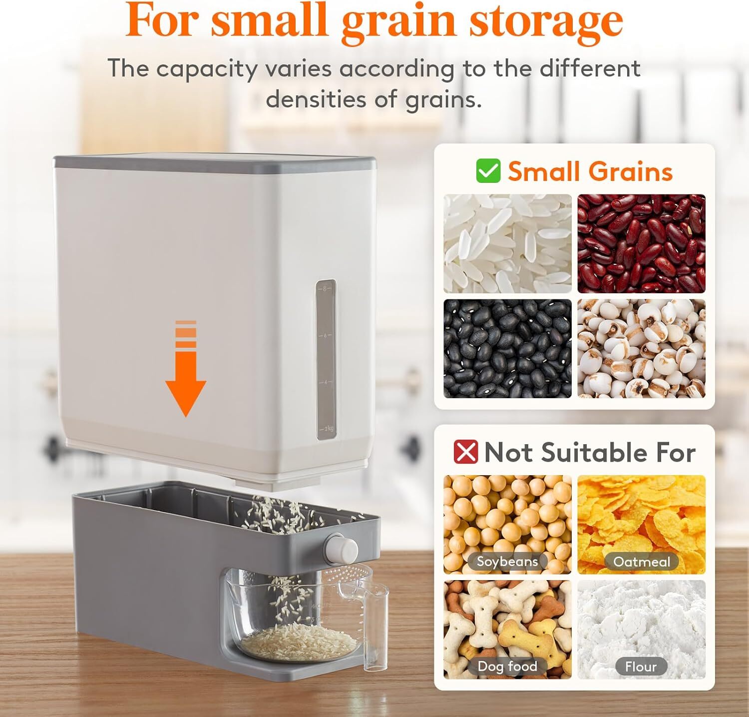 “Lifewit Rice Dispenser 25lbs, Sealed Moisture-Proof, BPA-Free”