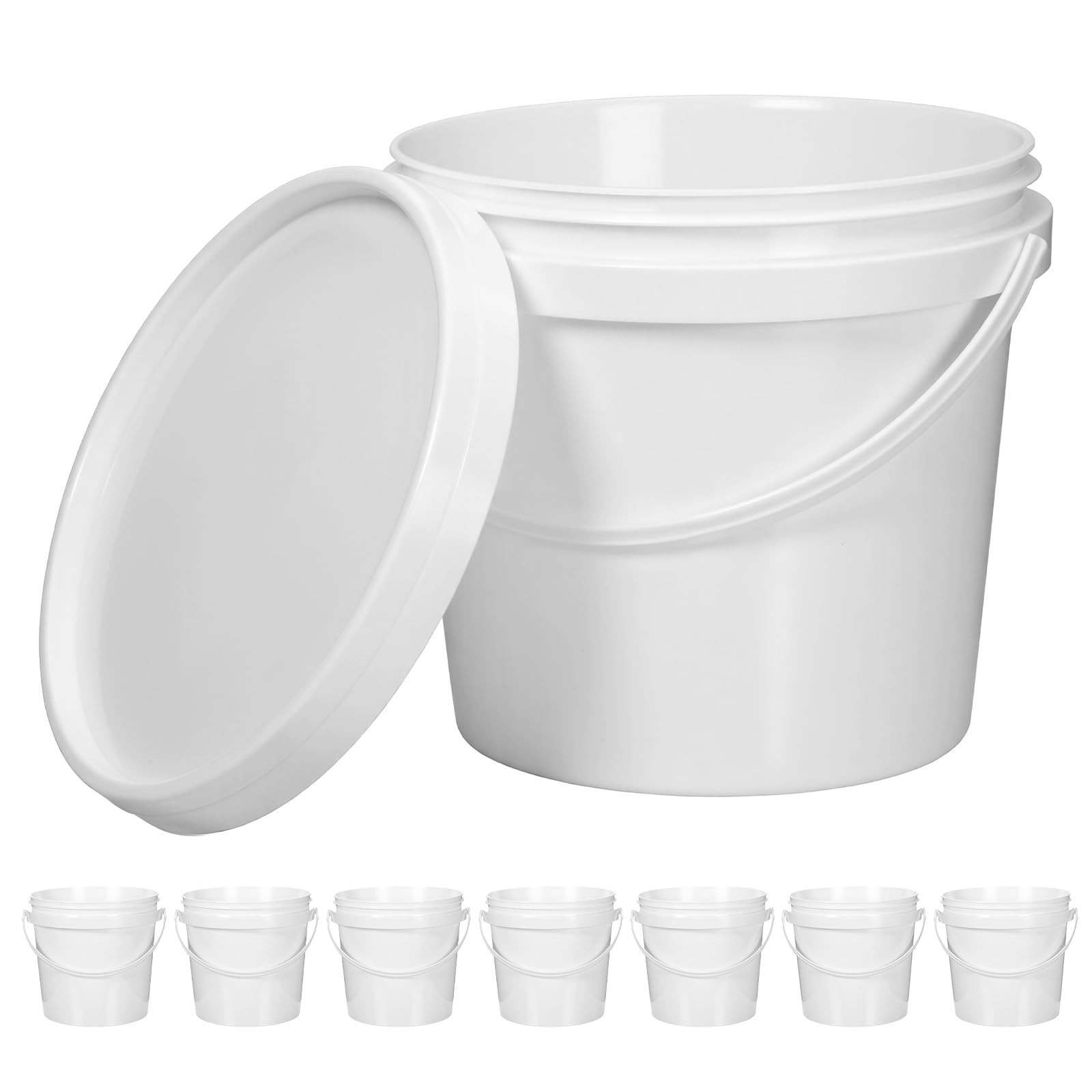 1/2 Gallon Small Plastic Buckets with Lids & Handles, 8 Pack 2 Quart Leak-Pro…