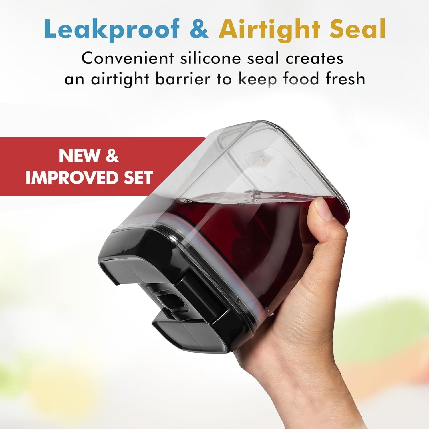 9 PC Airtight Food Storage Containers – BPA Clear Plastic Snack & Spice