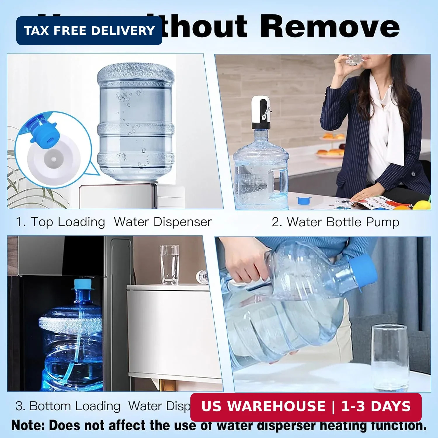 U-Goforst [4 PACK] 3 & 5 Gallon Water Jug Caps – 55mm Silicone Reusable Replacem