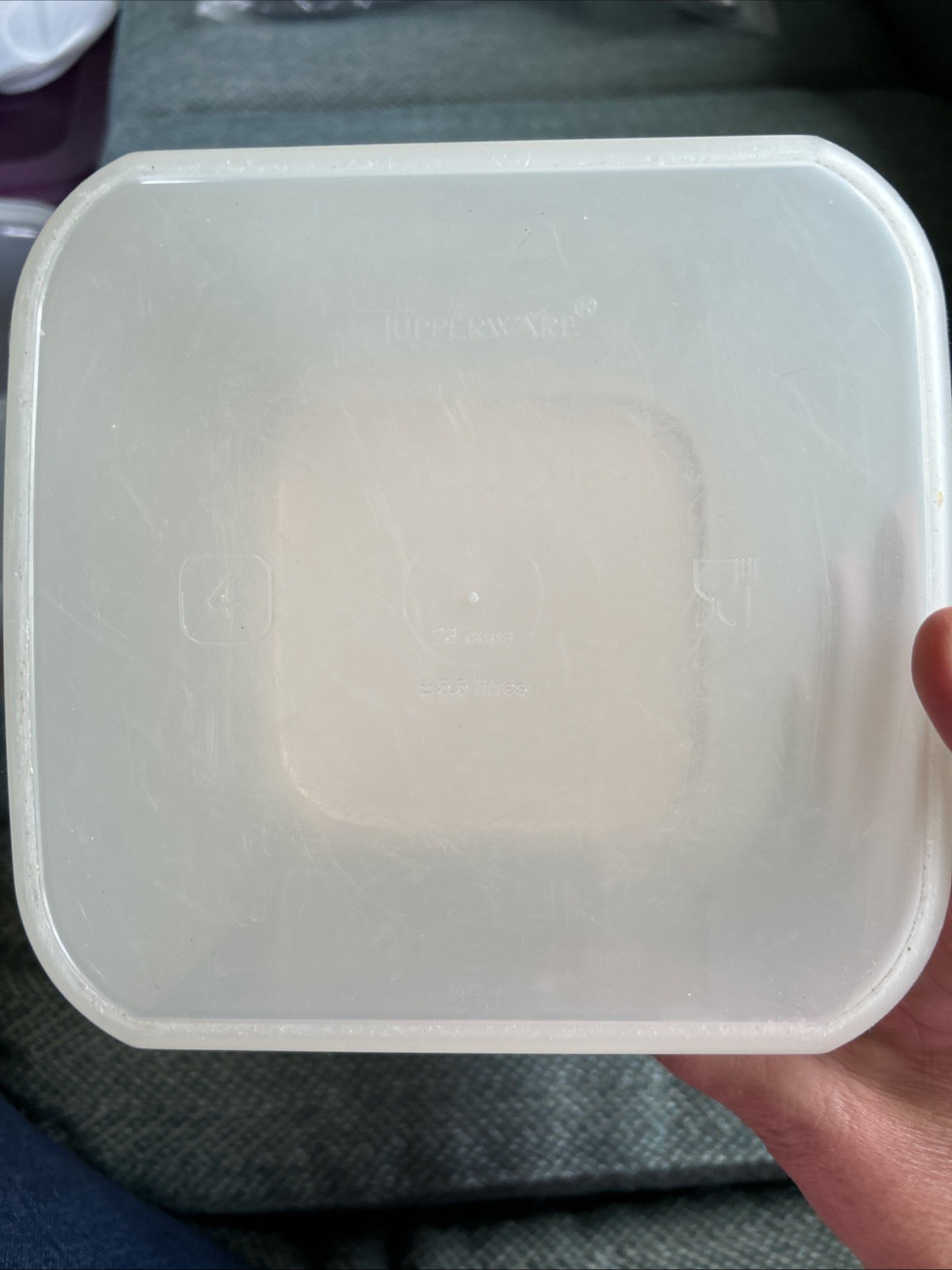Vtg Tupperware Modular Mate Square 4 Ivory 23 Cups 1622-3 Made USA Scoop Marks