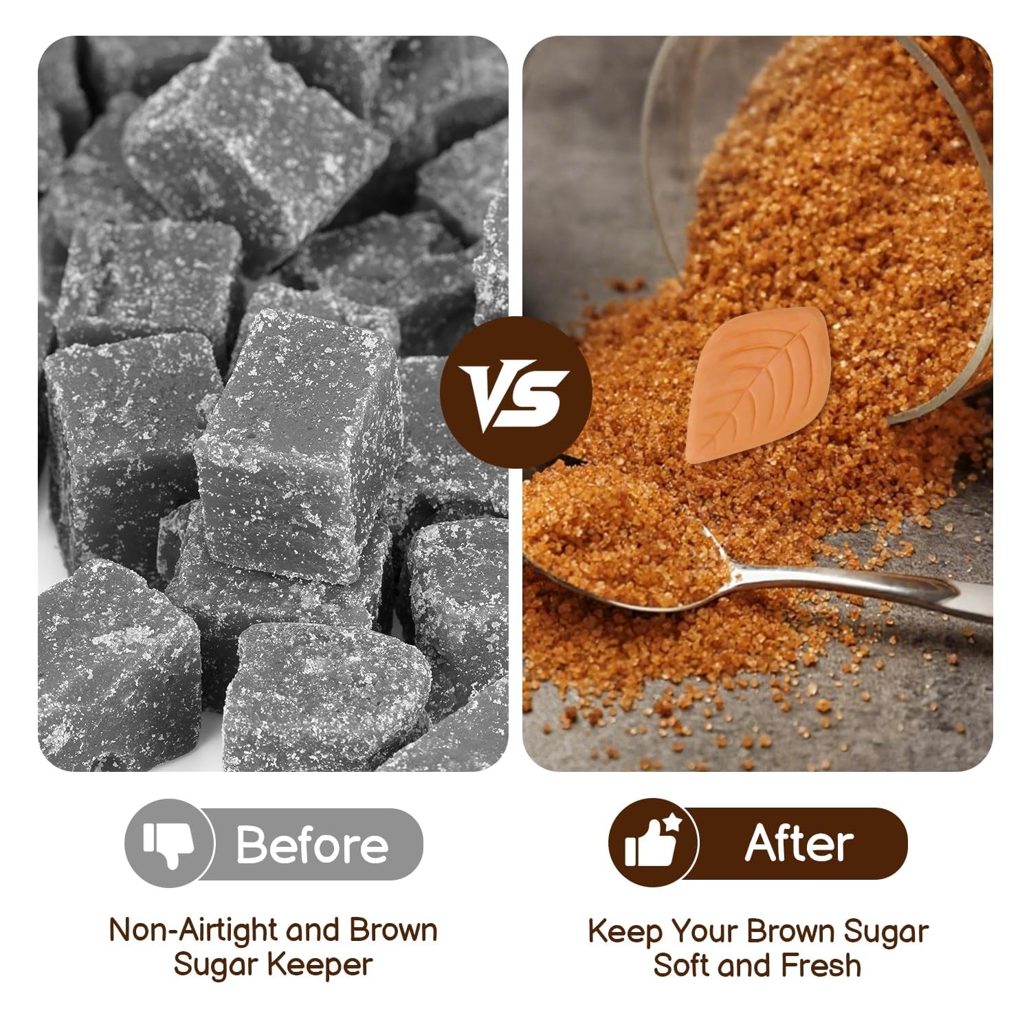 Airtight Brown Sugar Container – 0.95 Qt (900 ml) Glass Jar 9 inches, brown