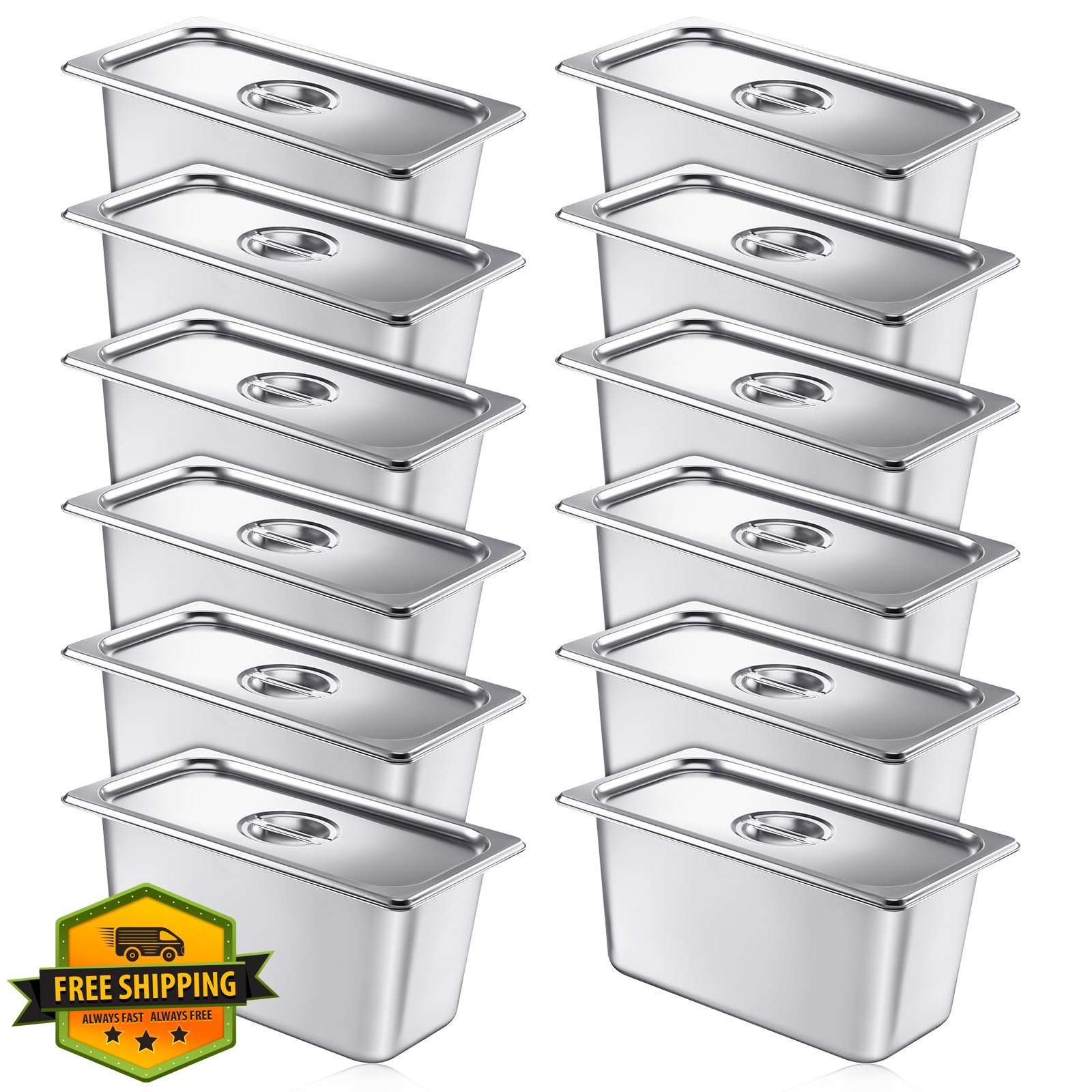 Mifoci 1/3 Size x 6″ Deep Steam Pan 12pk with Lids
