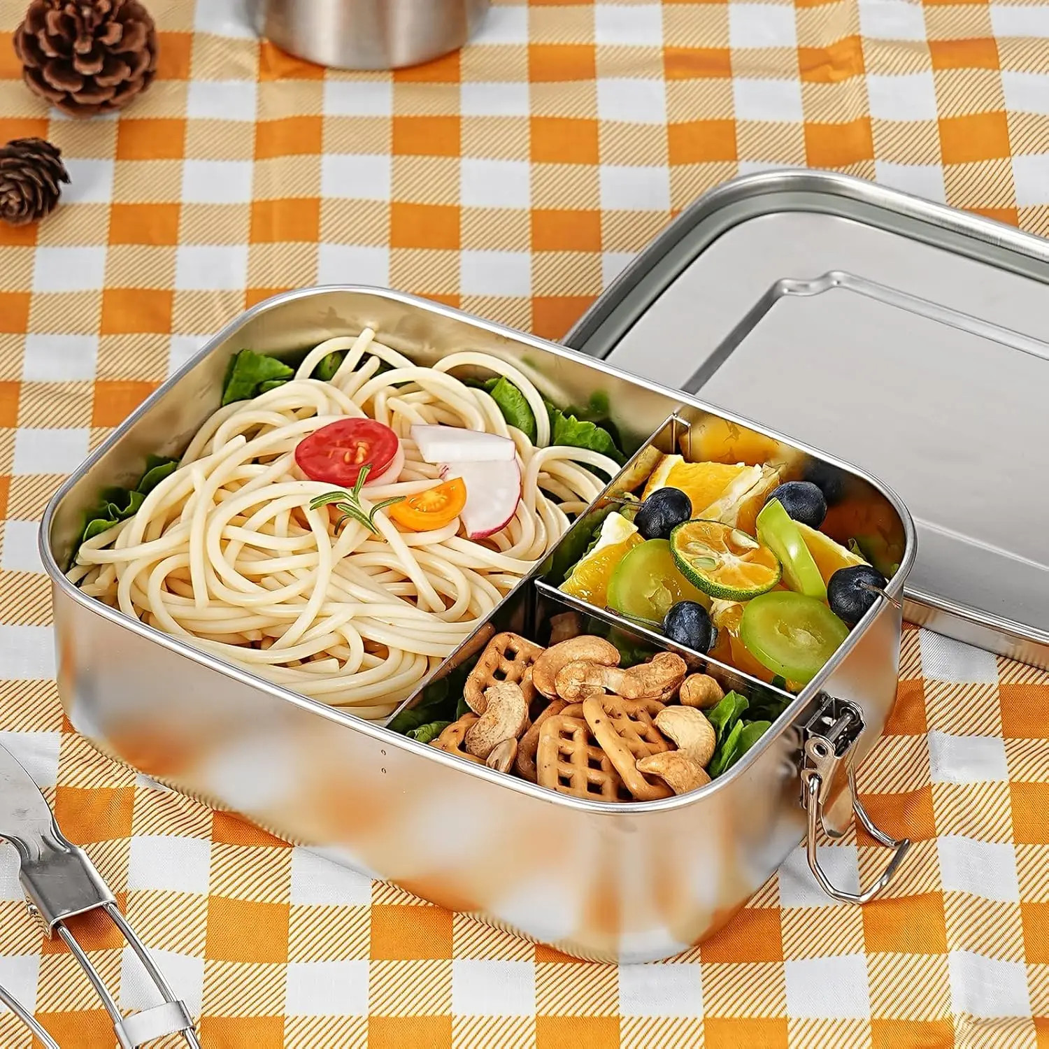 1 Pc 304 Stainless Steel Airtight Bento Lunch Box BPA Free Adult Meal Prep Box