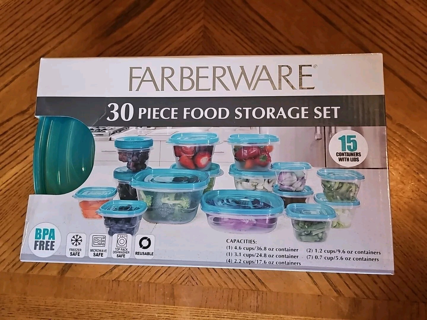 Farberware 30 Piece Food Storage Set Freezer Safe BPA Free #FG30624
