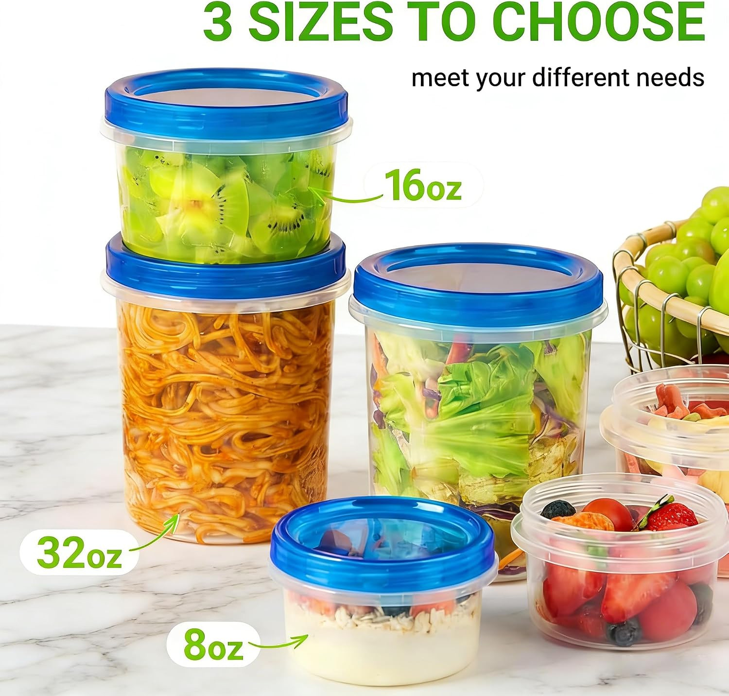 Soelomu 8 Oz Freezer Storage Containers with Twist Top Lids, 10 Pack Reusable Me