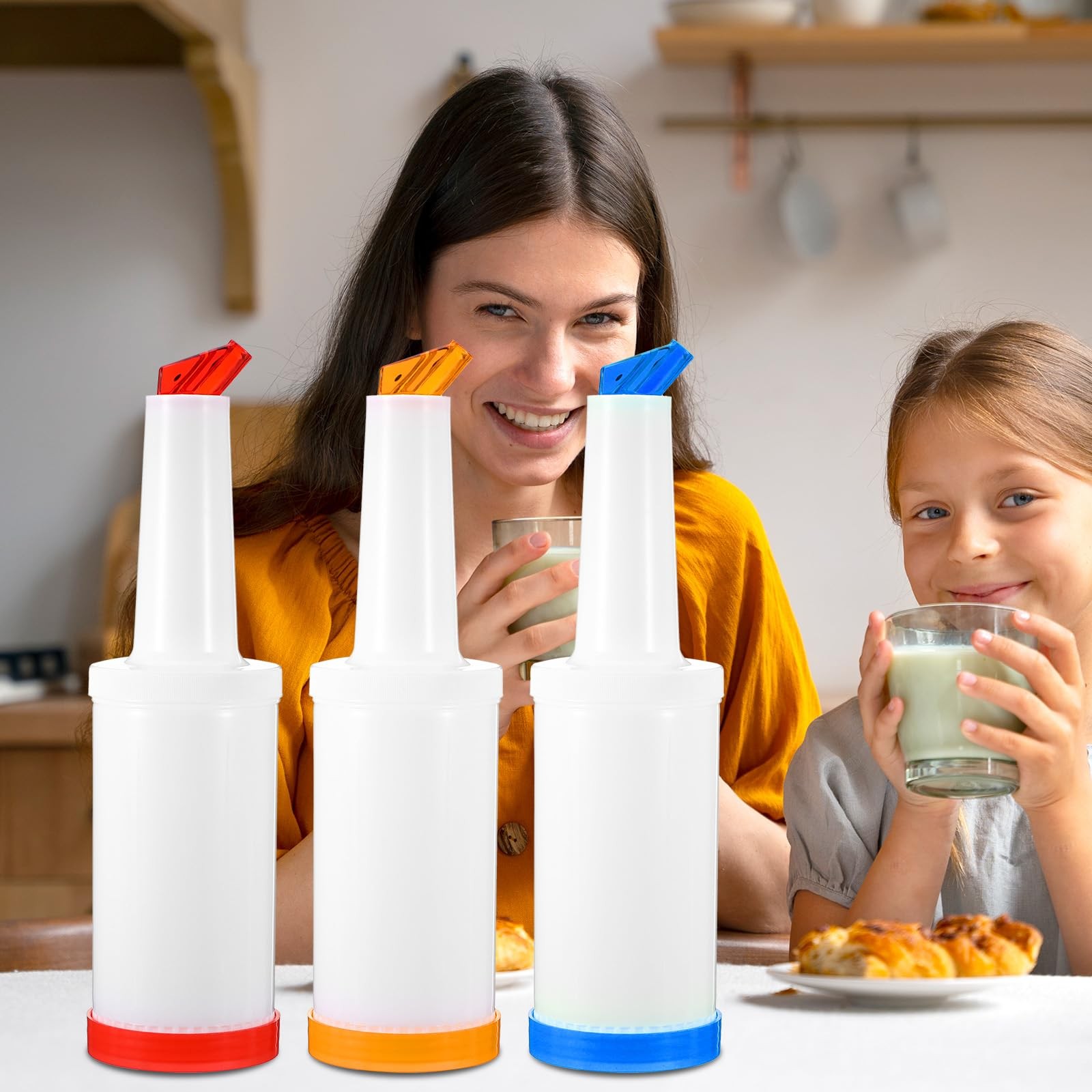 6 PCS Plastic Juice Pour Bottle Containers 34 Oz Dispensers For Bar Party