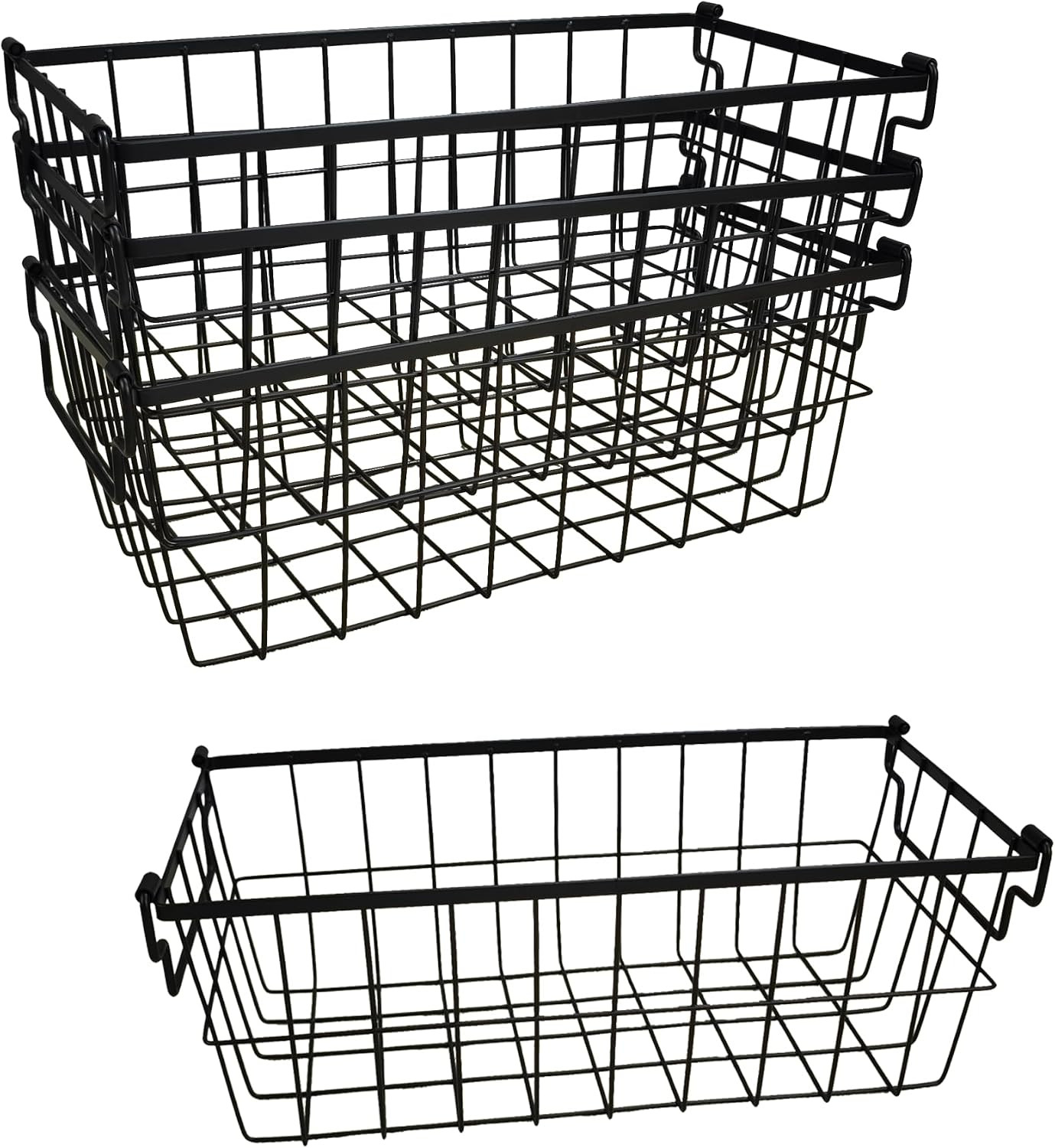 Freezer Organizer Bins, Deep Chest Freezer Baskets Stackable 4 Pack – Wire