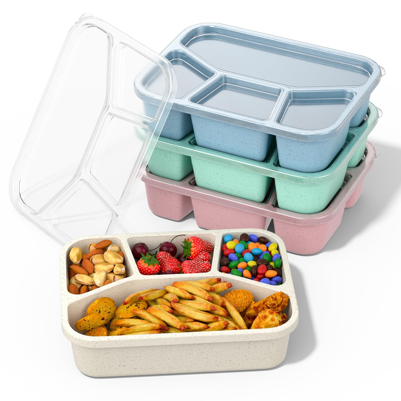 XGXN Bento Box Adult Lunch (4 Pack), M, Wheat (Green/Blue/Pink/Beige)