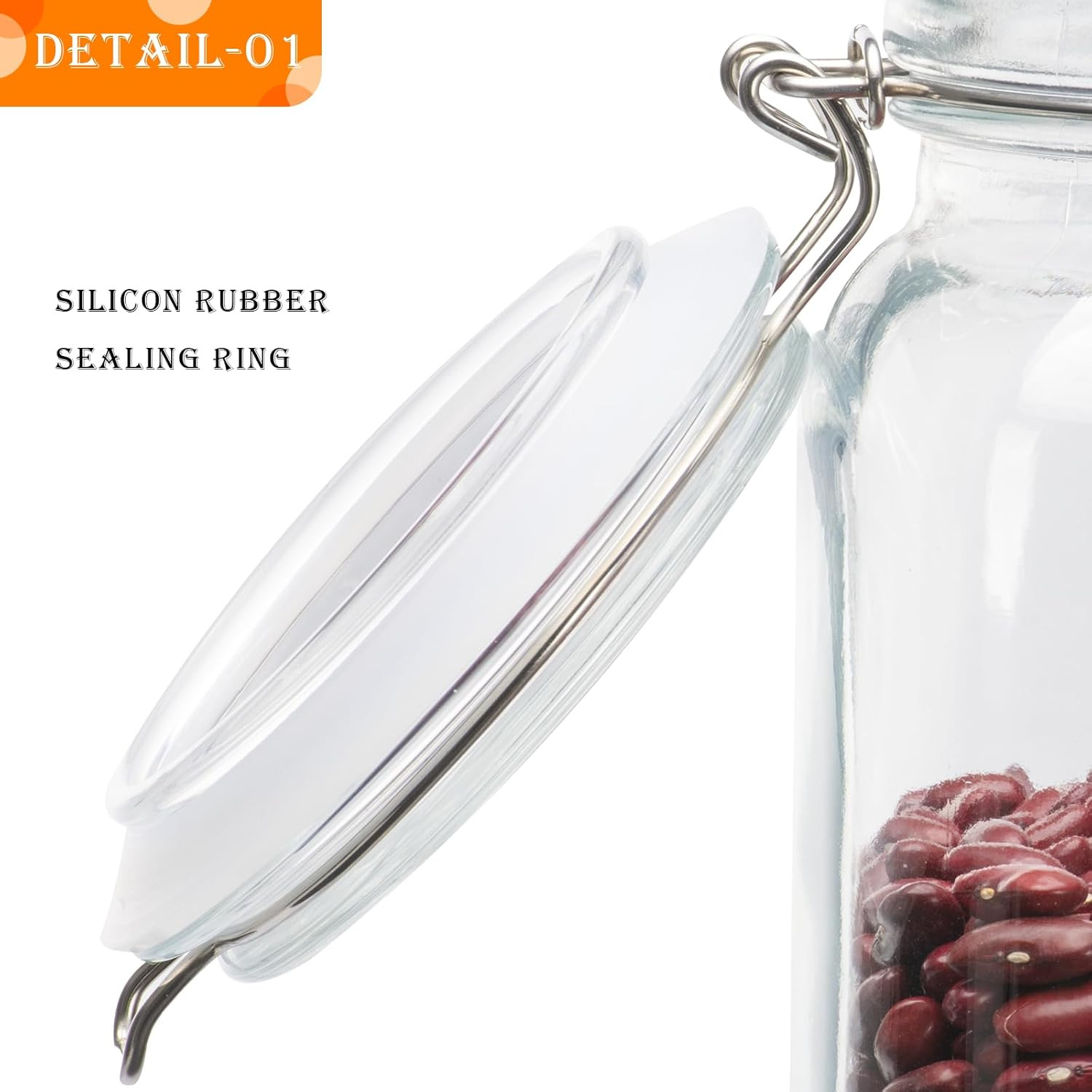 78Oz Glass Food Storage Jars with Airtight Clamp Lids, 3 PCS Food Storage Canist