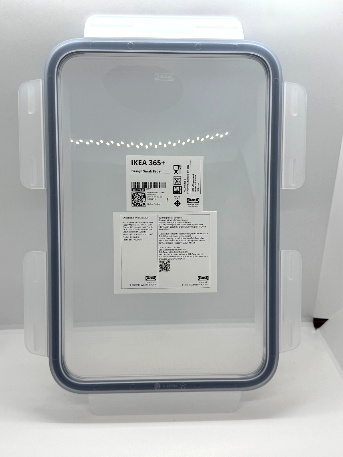 IKEA 365+ Lid, large rectangular/plastic, 8 1/4″ x 12 1/2″ New 005.779.35