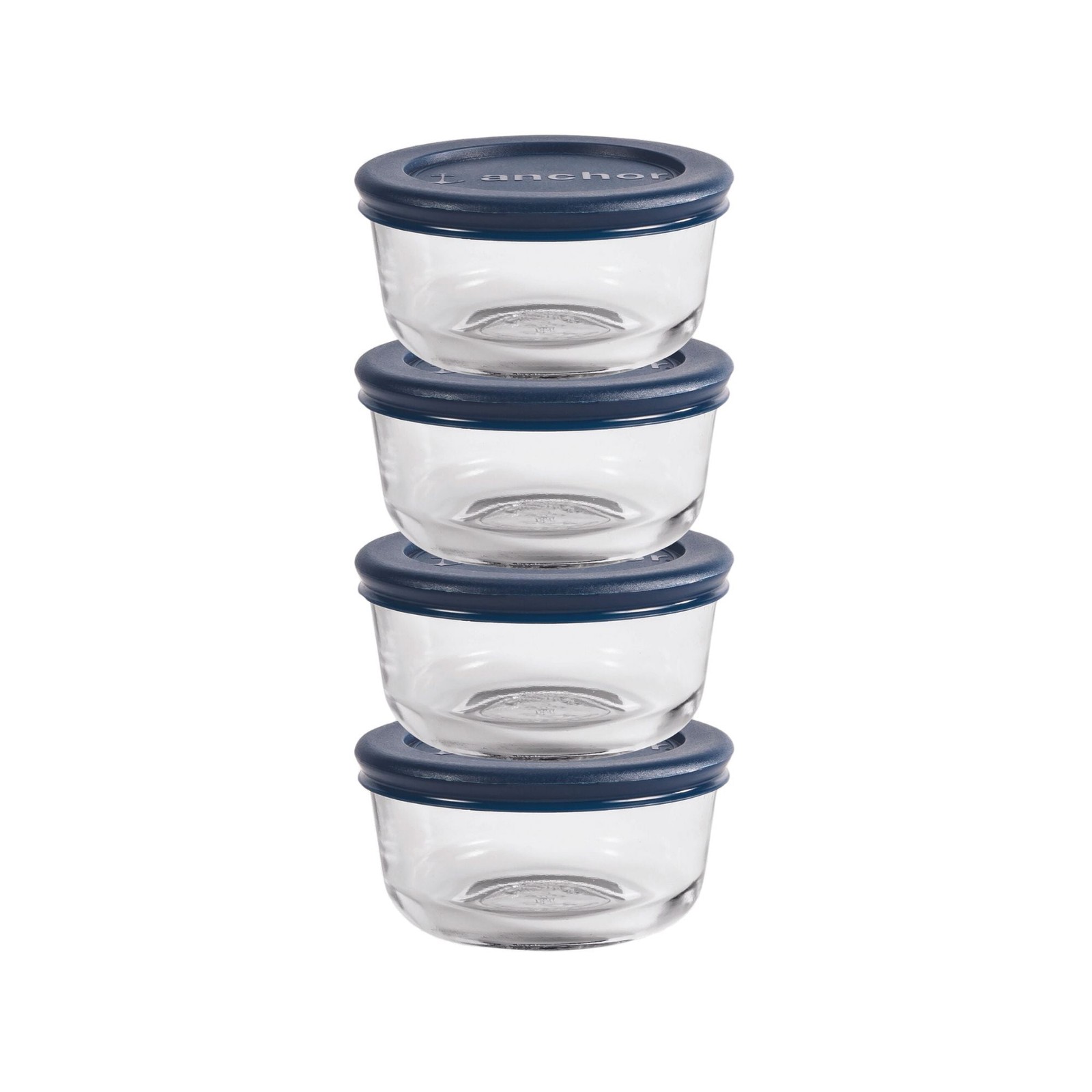Glass Food Storage Containers W/ Lids 1 Cup Round Set of 4